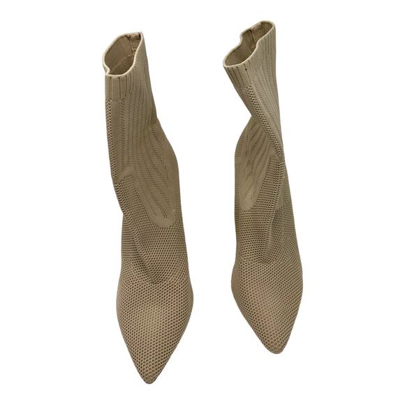 Steve Madden Disco Sock Bootie Beige Knit Stiletto Heel Ankle Boots Size 9 - Picture 5 of 10